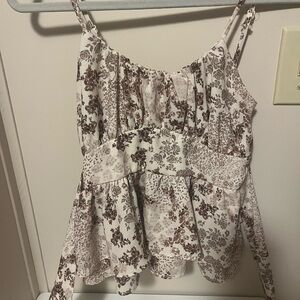 Floral Brown and White Women's Top